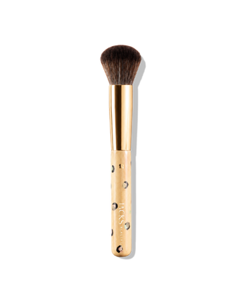 #12 Foundationpinsel - by Miriam Jacks #farbwunsch_by-miriam-jacks, JACKS beauty line handbemalter Puder- und Bronzerpinsel in holzfarben mit bunten Punkten