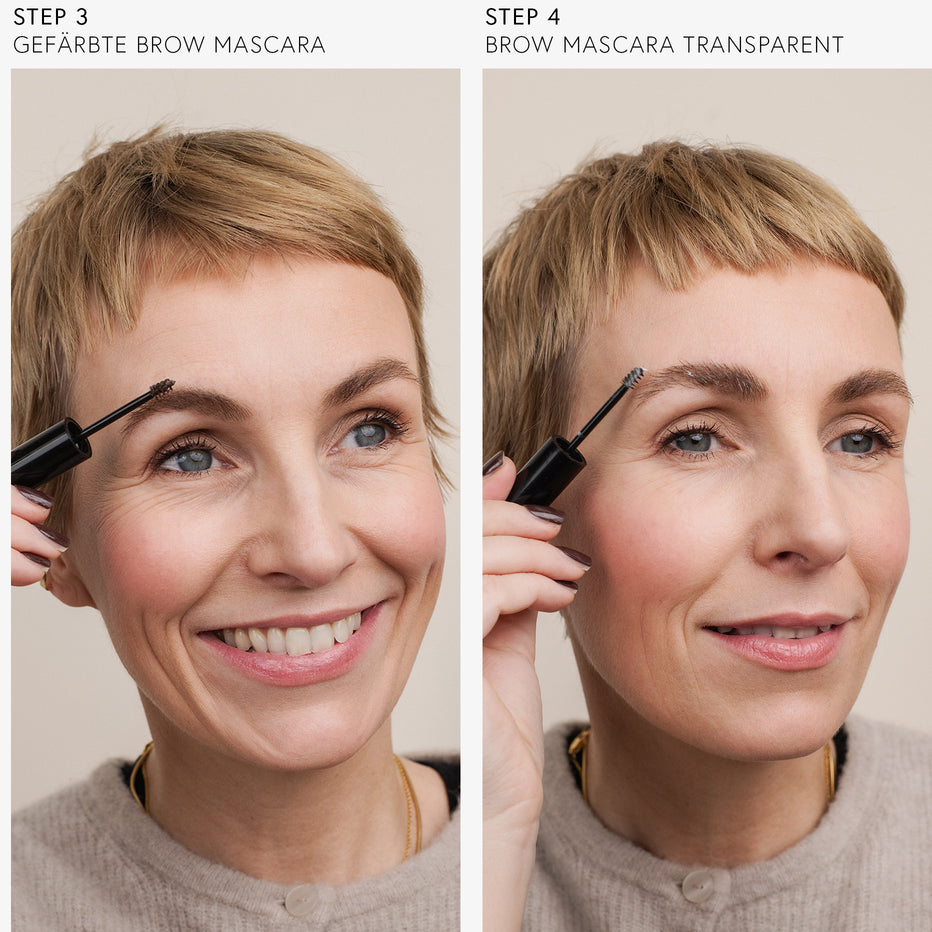Step by Step Anleitung der Brow Mascara in Brown und Transparent mit Miriam Jacks