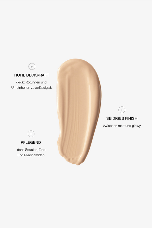 #farbwunsch_n-2, Cover Foundation Swatch der Farbe N.2 mit USPs