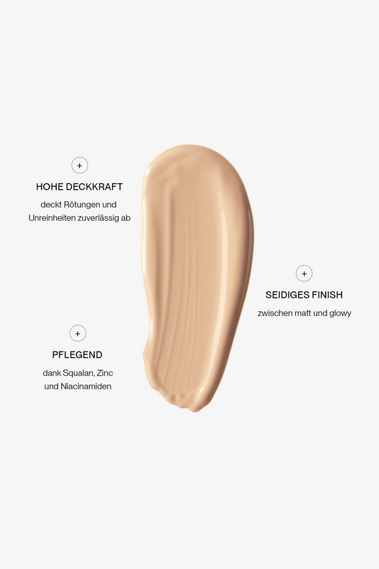 Swatch der JACKS beauty line Cover Foundation N3 mit USPs
