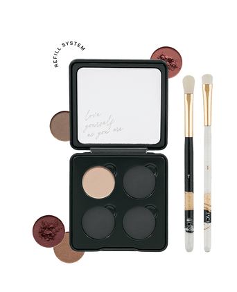 Eyeshadow Starter Set Monochrom JACKS beauty line individualisierbare Lidschattenpalette und zwei Lidschattenpinsel