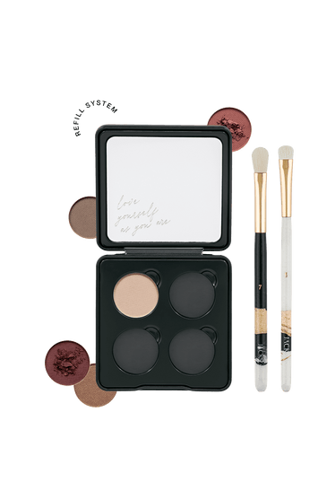 Eyeshadow Starter Set Monochrom JACKS beauty line individualisierbare Lidschattenpalette und zwei Lidschattenpinsel