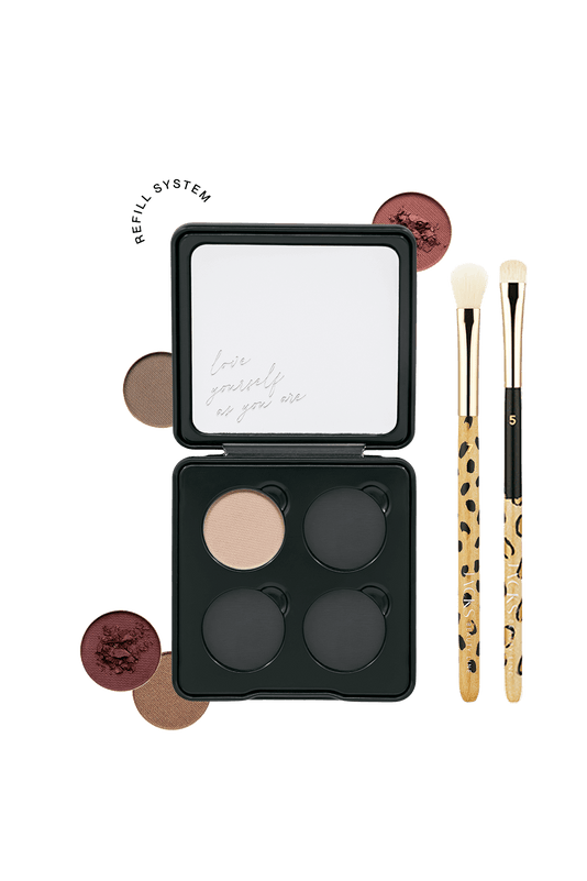 JACKS beauty line individualisierbare Lidschattenpalette und zwei Lidschattenpinsel