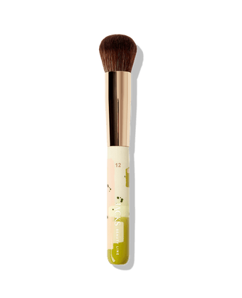 #12 Foundationpinsel - Club Collection Strawberry Matcha Freisteller vom handbemalten JACKS beauty line #12 Foundationpinsel in Matcha Strawberry Farben