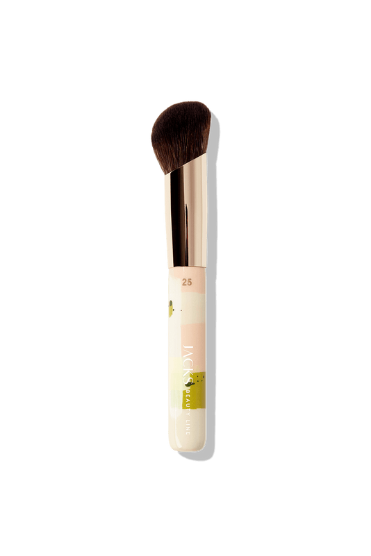 Freisteller vom handbemalten JACKS beauty line #25 Cream Blenderpinsel in Matcha Strawberry Farben