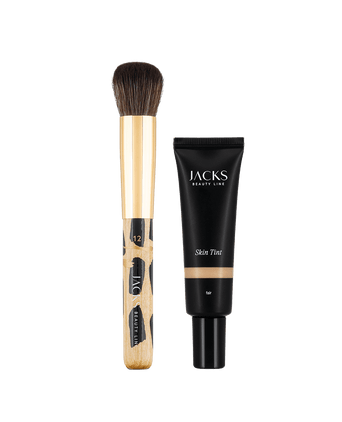 Basic Skin Tint Set Animal-Print #farbwunsch_fair, JACKS beauty line Skin Tint Fair und der #12 Foundationpinsel im Animal Print