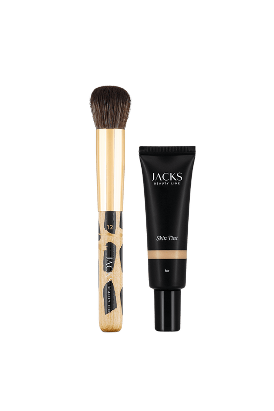 #farbwunsch_fair, JACKS beauty line Skin Tint Fair und der #12 Foundationpinsel im Animal Print