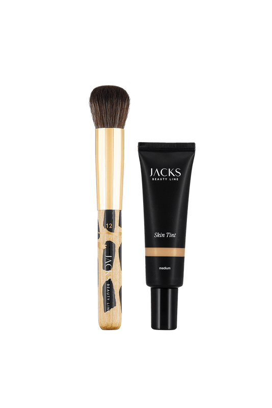 #farbwunsch_medium, JACKS beauty line Skin Tint Medium und der #12 Foundationpinsel im Animal Print