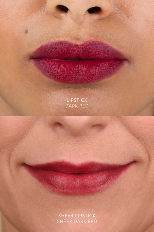 Tragebilder vom JACKS beauty line Lipstick Dark Red vs. Sheer Lipstick Dark Red