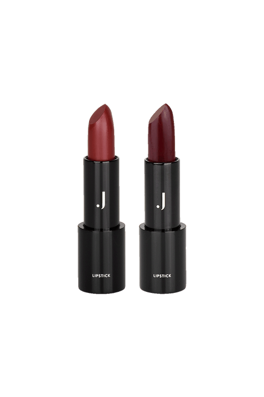 JACKS beauty line Sheer Lipstick und Lipstick in Dark Reden nebeneinander im Vergleich