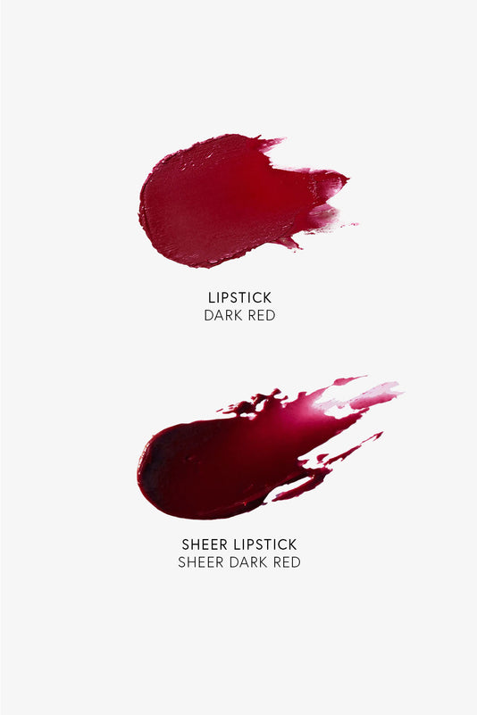 JACKS beauty line Swatches im Vergleich: Sheer Lipstick vs. Lipstick in Dark Red
