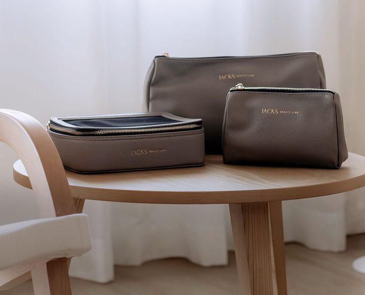 JACKS beauty line Kosmetiktasche in klein und groß und Beauty Organizer in Taupe