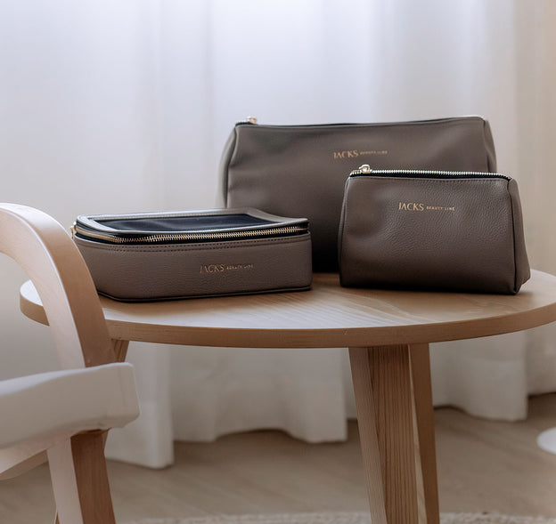 JACKS beauty line Kosmetiktasche in klein und groß und Beauty Organizer in Taupe