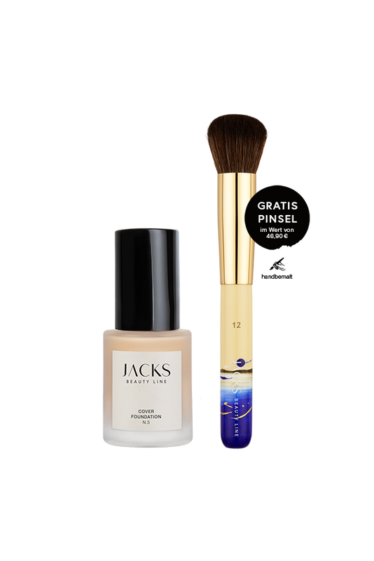 #farbwunsch_n-3, JACKS beauty line Cover Foundation N.3 mit gratis Foundationpinsel