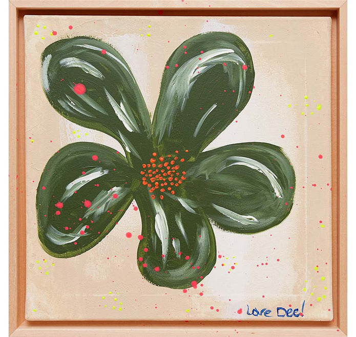 Leinwand mit großer grünen Blume von Denise Boomkens
