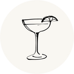 gezeichnete Cocktailschalte Coupette als Icon