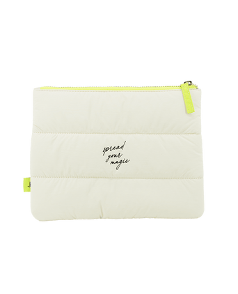 Cosmetic Pouch – the Artist Collection by Miriam Jacks JACKS beauty line Kosmetiktasche in Beige mit Neonfarbenen Zipper