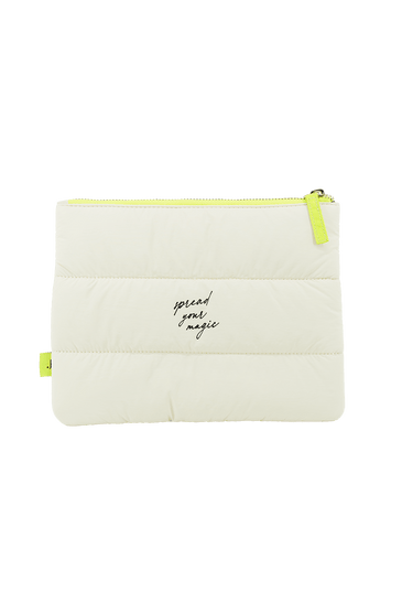 Cosmetic Pouch – the Artist Collection by Miriam Jacks JACKS beauty line Kosmetiktasche in Beige mit Neonfarbenen Zipper