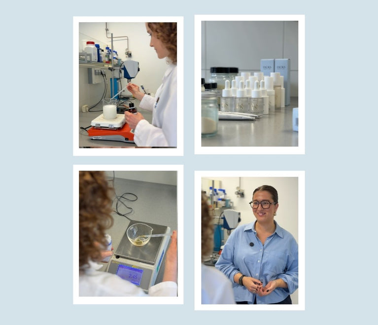 Collage aus zwei Frauen aus dem JACKS beauty line Labor für die Produktentwicklung