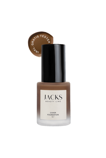 Cover Foundation #farbwunsch_n-7, JACKS beauty line Cover Foundation Flakon Farbe N.7 als Freisteller