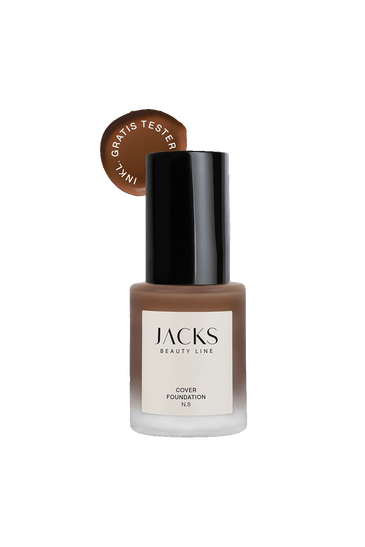 Cover Foundation #farbwunsch_n-8, JACKS beauty line Cover Foundation N8 mit Schriftzug inkl. Gratis Tester