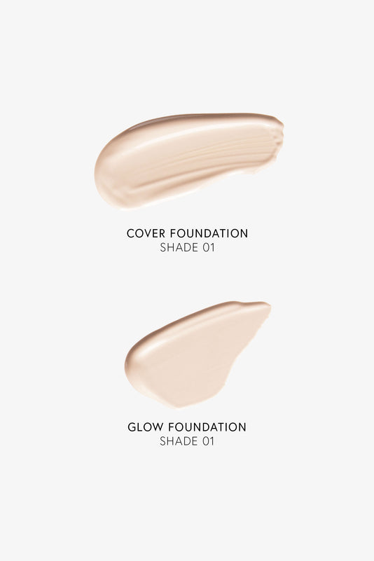 #farbwunsch_n-1, Swatches von Cover Foundation und Glow Foundation in Farbe N.1 im Vergleich