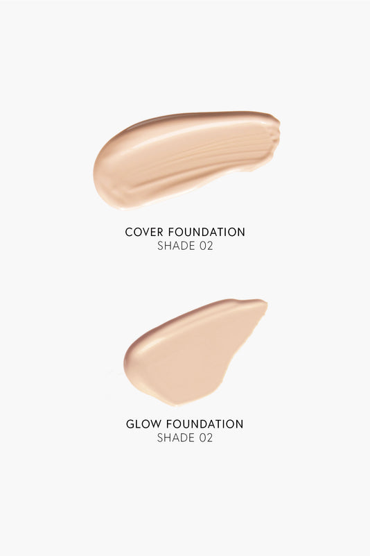 #farbwunsch_n-2, Swatches von Cover Foundation und Glow Foundation in Farbe N.2 im Vergleich