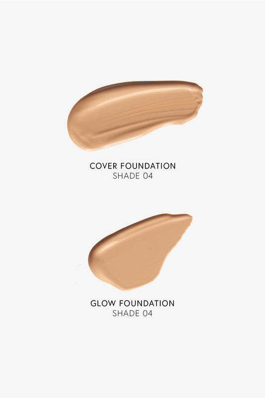 #farbwunsch_n-4, Swatches von Cover Foundation und Glow Foundation in Farbe N.4 im Vergleich