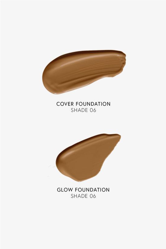 #farbwunsch_n-6, Swatches von Cover Foundation und Glow Foundation in Farbe N.6 im Vergleich