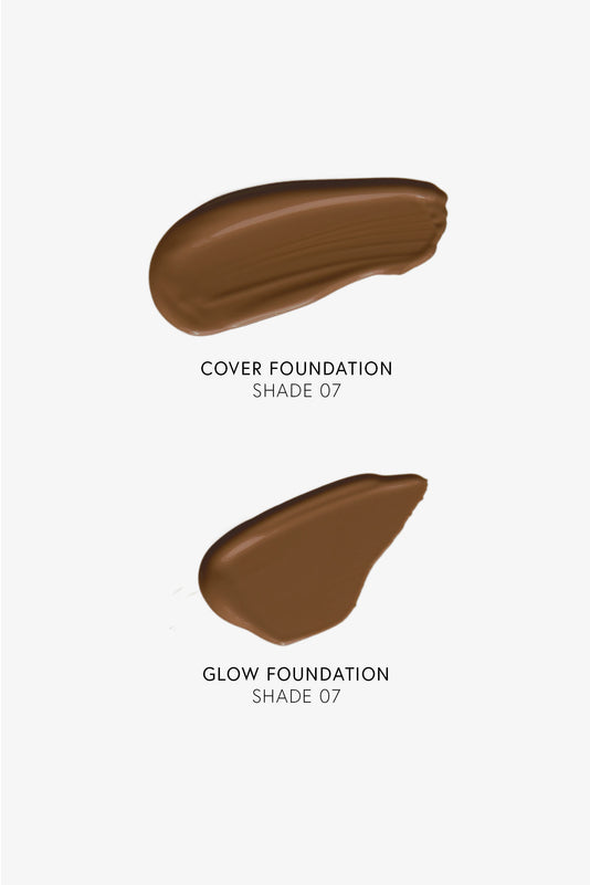 #farbwunsch_n-7-alternate, Swatches von Cover Foundation und Glow Foundation in Farbe N.7 im Vergleich-alternate