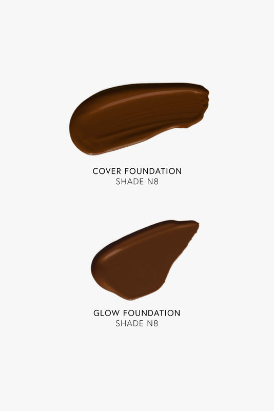 #farbwunsch_n-8-alternate, Glow vs. Cover Foundation Swatches in N8-alternate