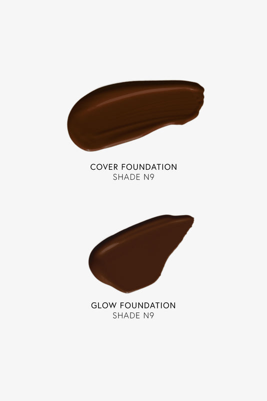 #farbwunsch_n-9-alternate, Glow vs. Cover Foundation Swatches in N9-alternate