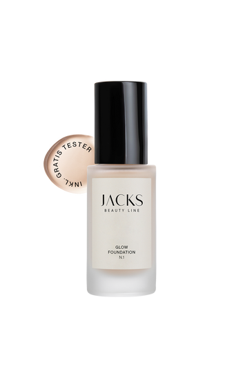 Glow Foundation #farbwunsch_n-1, JACKS beauty line Glow Foundation N1 mit Schriftzug inkl. Gratis Tester