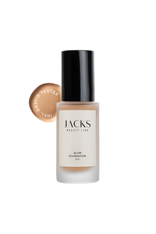 #farbwunsch_n-4,JACKS beauty line Glow Foundation N4 mit Schriftzug inkl. Gratis Tester
