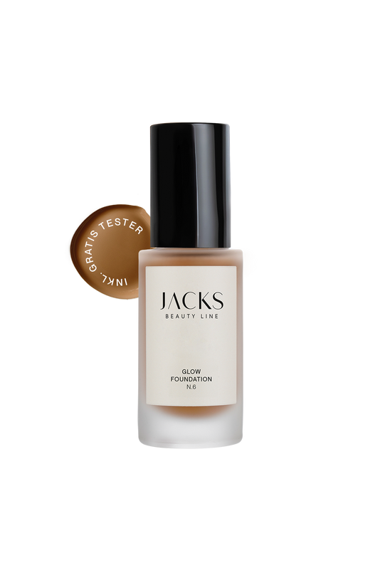#farbwunsch_n-6, JACKS beauty line Glow Foundation N6 mit Schriftzug inkl. Gratis Tester