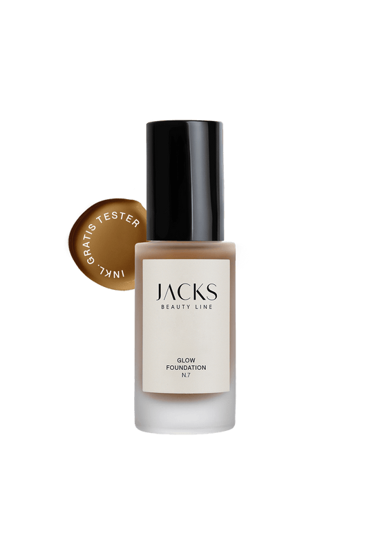 #farbwunsch_n-7, JACKS beauty line Glow Foundation N7 mit Schriftzug inkl. Gratis Tester