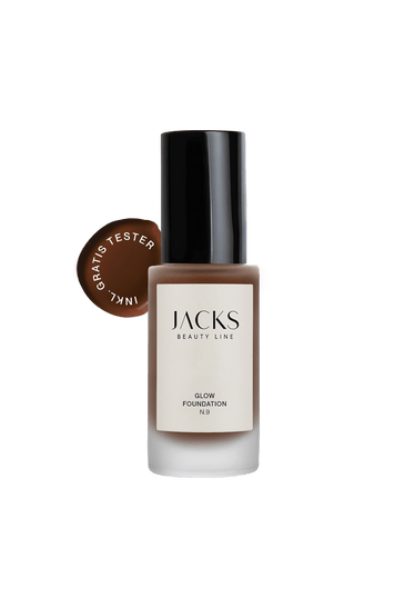 Glow Foundation #farbwunsch_n-9, JACKS beauty line Glow Foundation N9 mit Schriftzug inkl. Gratis Tester