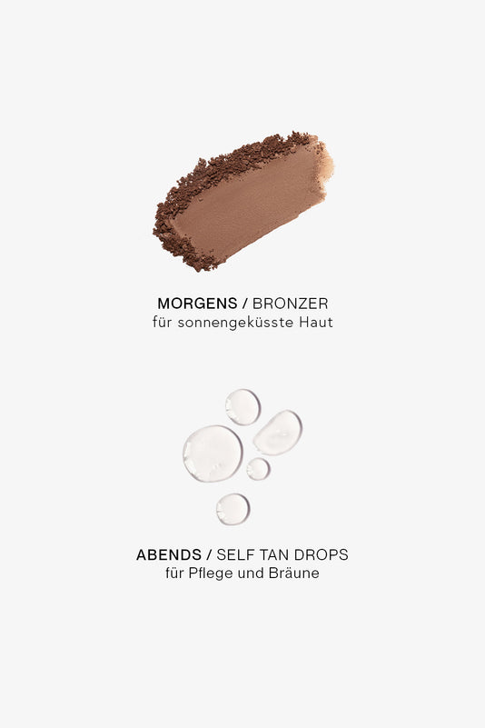 #farbwunsch_bronzer, JACKS beauty line Swatch vom Bronzer und Tropfen der Self Tan Drops
