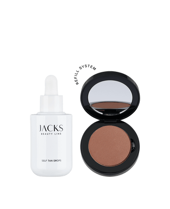Summer Glow Set #farbwunsch_bronzer, JACKS beauty line Self Tan Drops neben dem Glow Bronzer