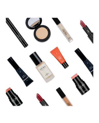 Set Creator JACKS beauty line Make-up Produkte und Kosmetikpinsel als Freisteller