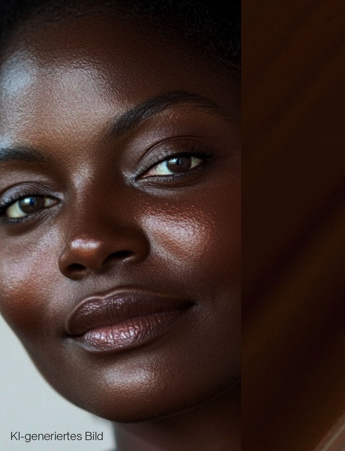 Frau mit JACKS beauty line Glow Foundation N. 11 auf dem Gesicht - KI generiertes Bild