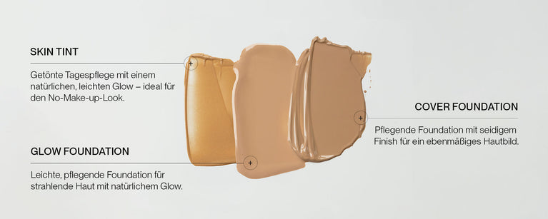 JACKS beauty line Skin Tint, Glow Foundation und Cover Foundation Swatch Vergleich