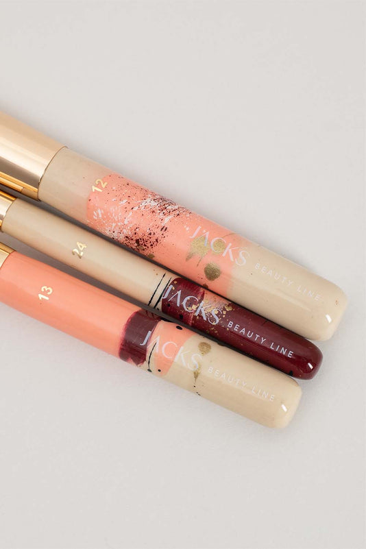 JACKS beauty line handbemalte Pinsel in beige, Dunkelrot und Apricot für den JACKS Club