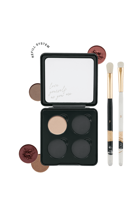 JACKS beauty line individualisierbare Lidschattenpalette und zwei Lidschattenpinsel