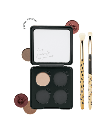 JACKS beauty line individualisierbare Lidschattenpalette und zwei Lidschattenpinsel