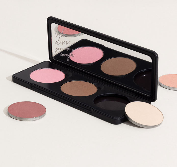 JACKS beauty line nachfüllbare Puderpalette aus Alu mit Blush, Puder und Bronzer