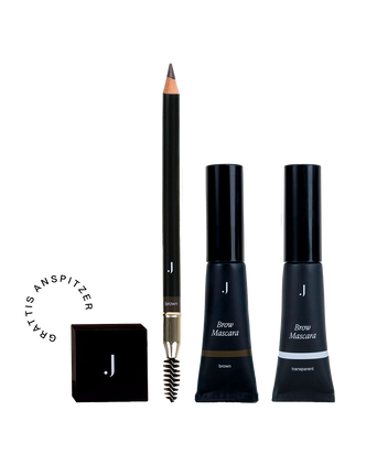 Brow Essential Set mit Brow Mascara in Farbe und Transparent, dem Eyebrow Pencil und einem Gratis Anspitzer