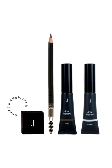 Brow Essential Set mit Brow Mascara in Farbe und Transparent, dem Eyebrow Pencil und einem Gratis Anspitzer