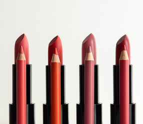 4 ausgedrehte JACKS beauty line Lippenstifte inkl. passendem Lipliner davor