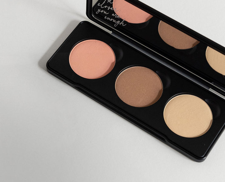 JACKS beauty line nachfüllbare Puderpalette aus Alu mit Blush, Puder und Bronzer